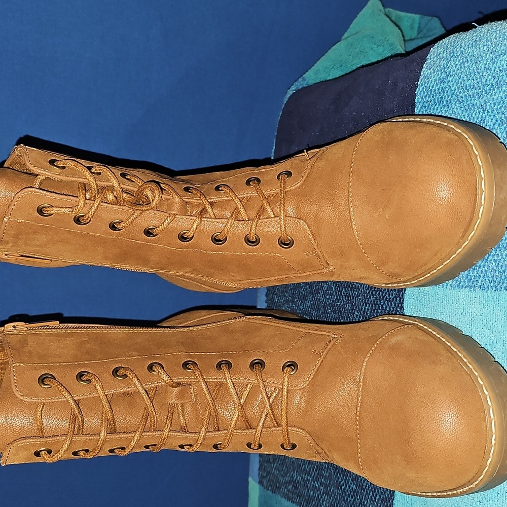 Torrid Brown Combat Boots with Lace-Up Design